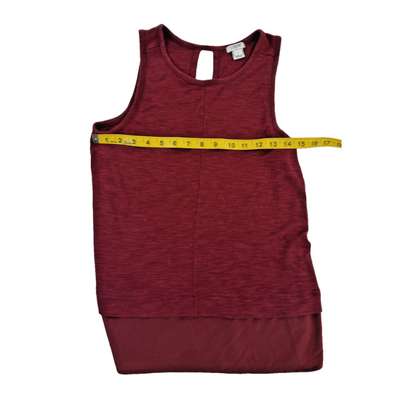 J Crew Tank Top Womens Small Red Sleeveless Keyhole Hem Layered Blouse Shirt - Picture 2 of 5